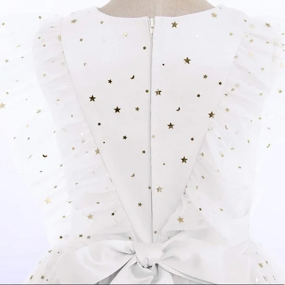 NWT White tulle dress with gold stars detail - Picture 2 of 12